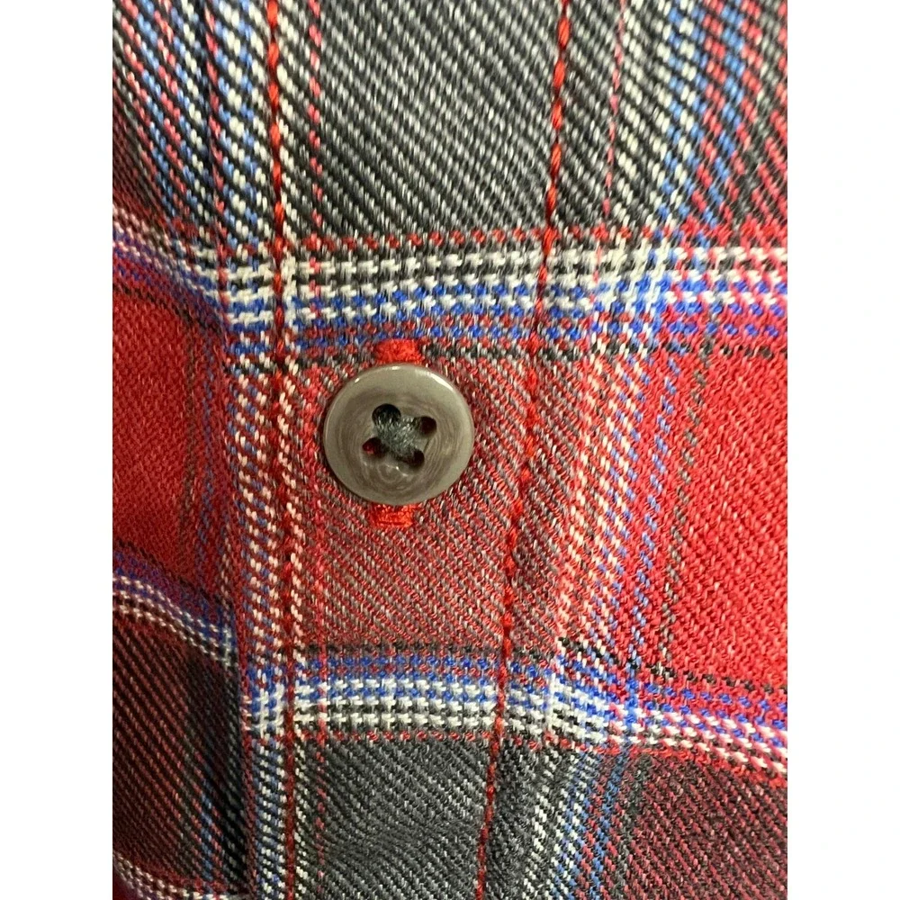 The North Face Plaid Flannel Shirt Mens XXL‎ Red Grey Long Sleeve Button Up C19